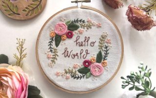 Heartily Handcrafted - Hello World Floral Embroidery Pattern
