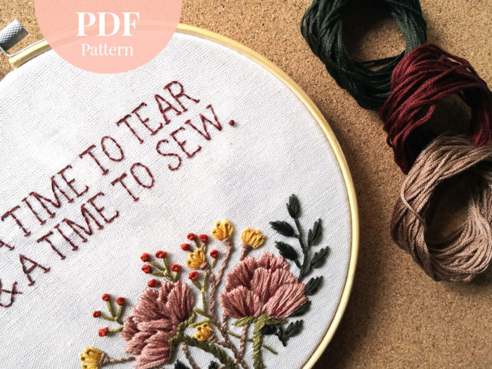 A Time To Sew Floral Hand Embroidery PDF Pattern