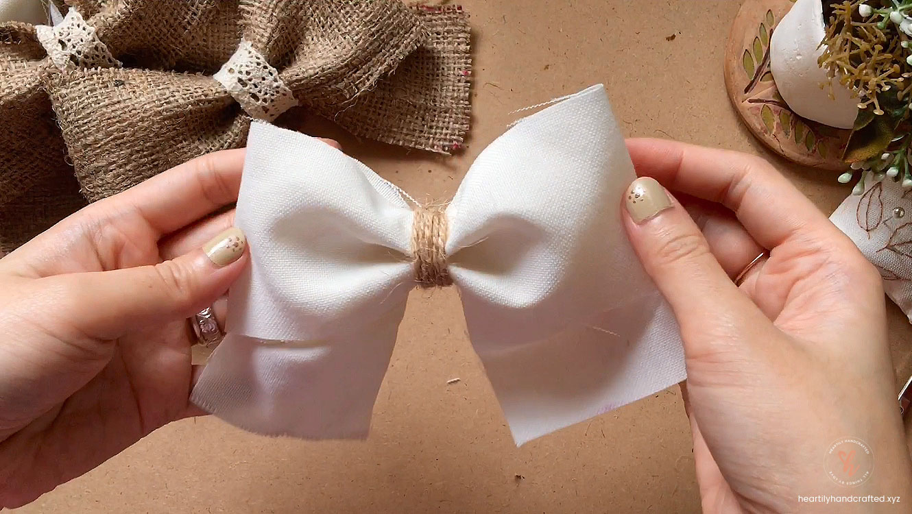 Step 11: Easy DIY Burlap and Canvas Ribbon Bows - Heartily Handcrafted