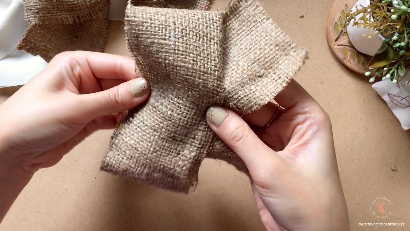 Step 3: Easy DIY Burlap and Canvas Ribbon Bows - Heartily Handcrafted