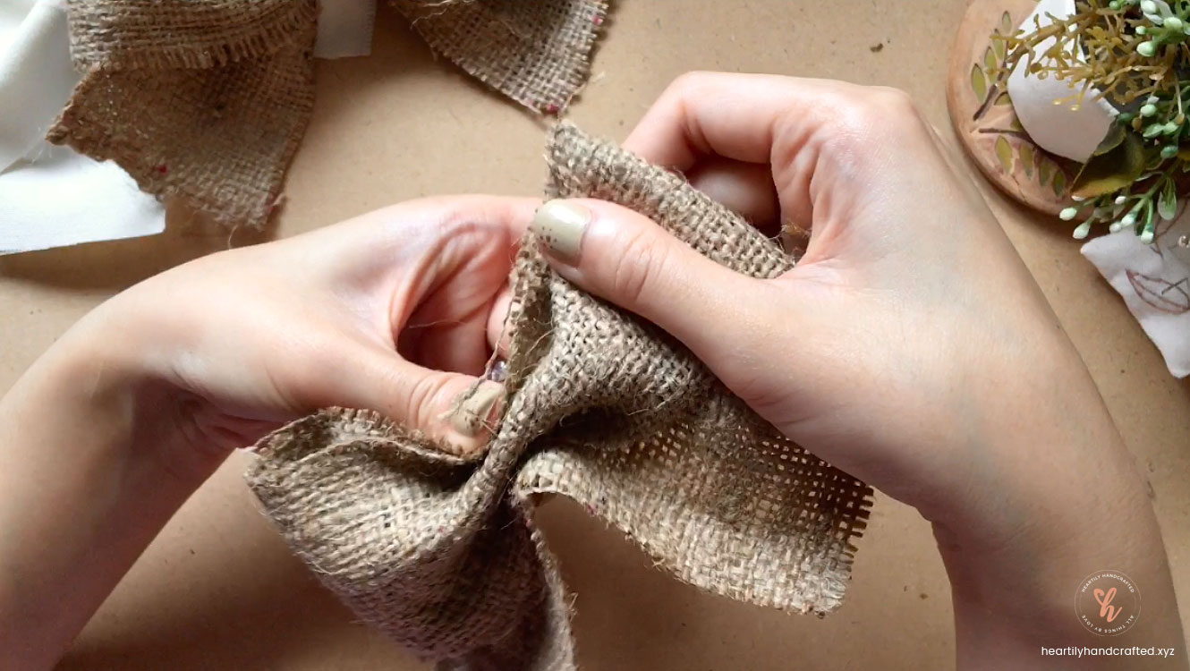Step 3c: Easy DIY Burlap and Canvas Ribbon Bows - Heartily Handcrafted