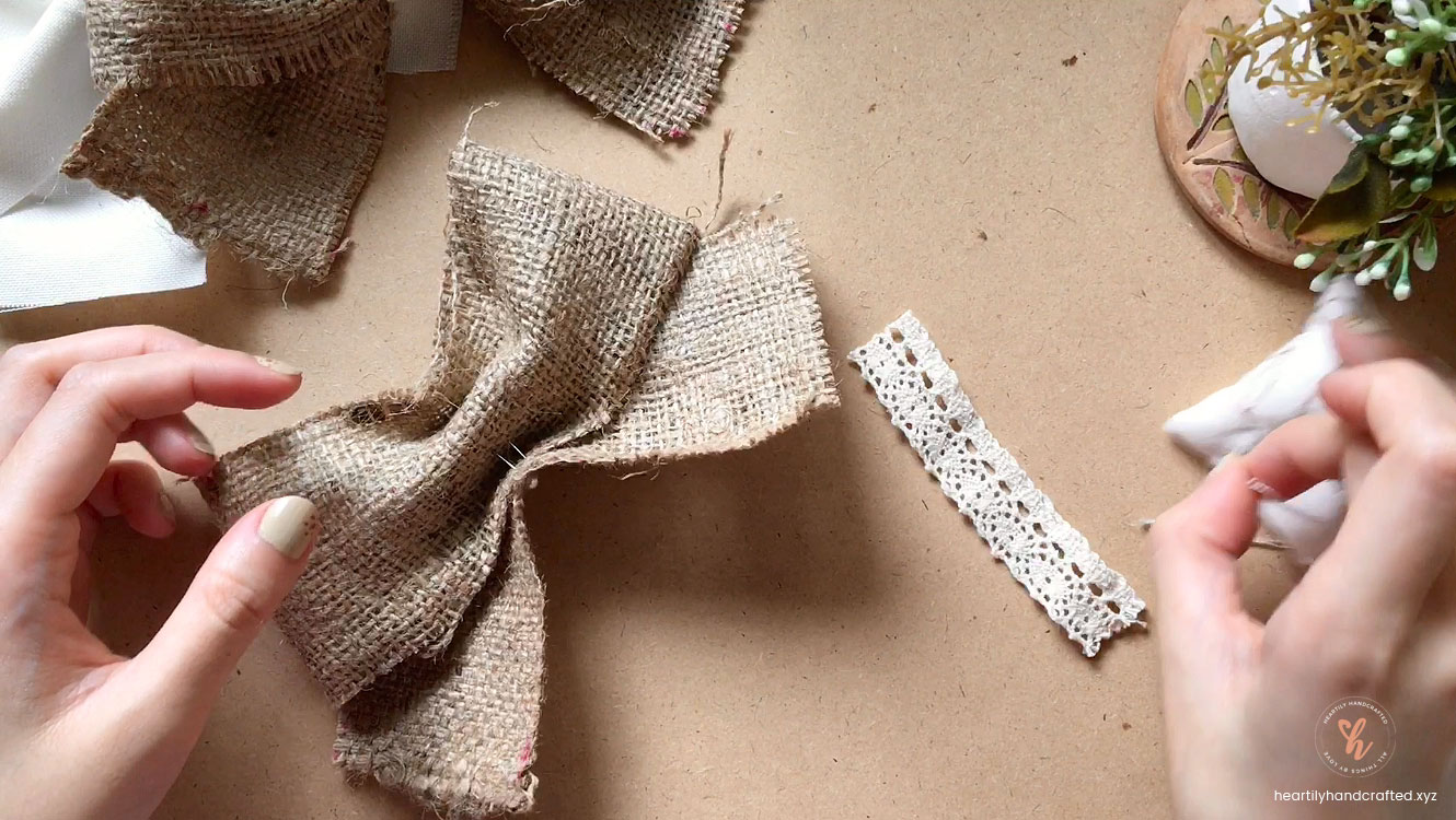 Step 4: Easy DIY Burlap and Canvas Ribbon Bows - Heartily Handcrafted