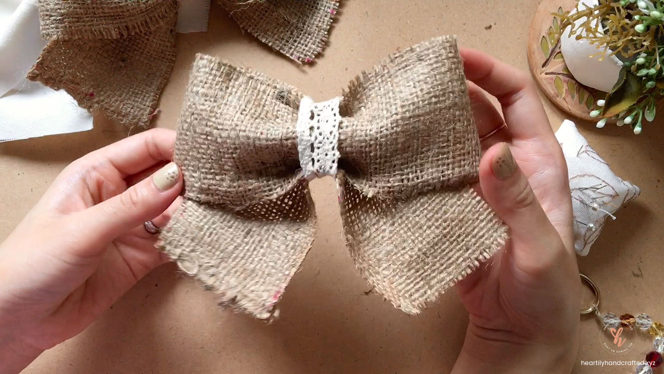 Step 7: Easy DIY Burlap and Canvas Ribbon Bows - Heartily Handcrafted