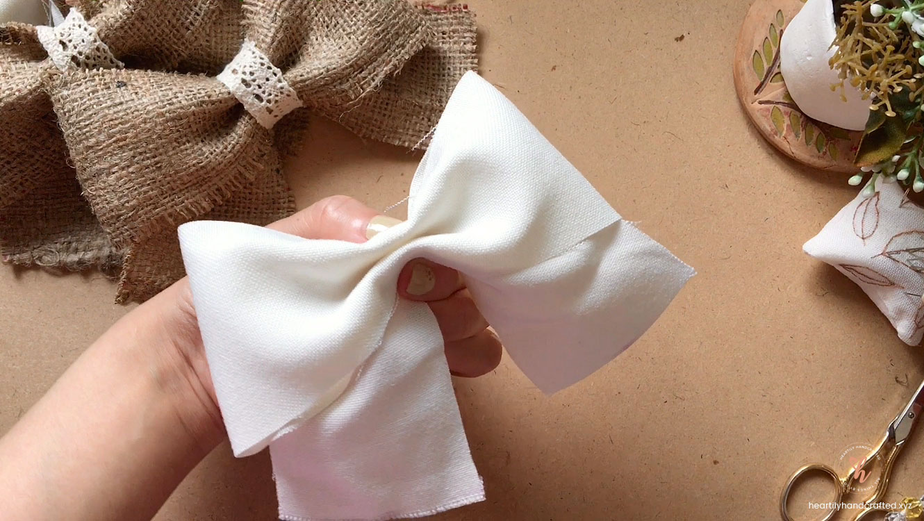 Step 9: Easy DIY Burlap and Canvas Ribbon Bows - Heartily Handcrafted