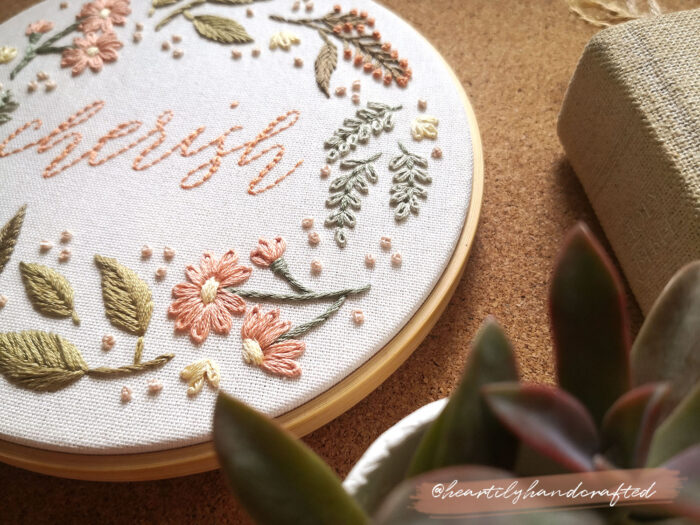 Cherish Floral Wreath Hand Embroidery PDF Pattern - Heartily Handcrafted