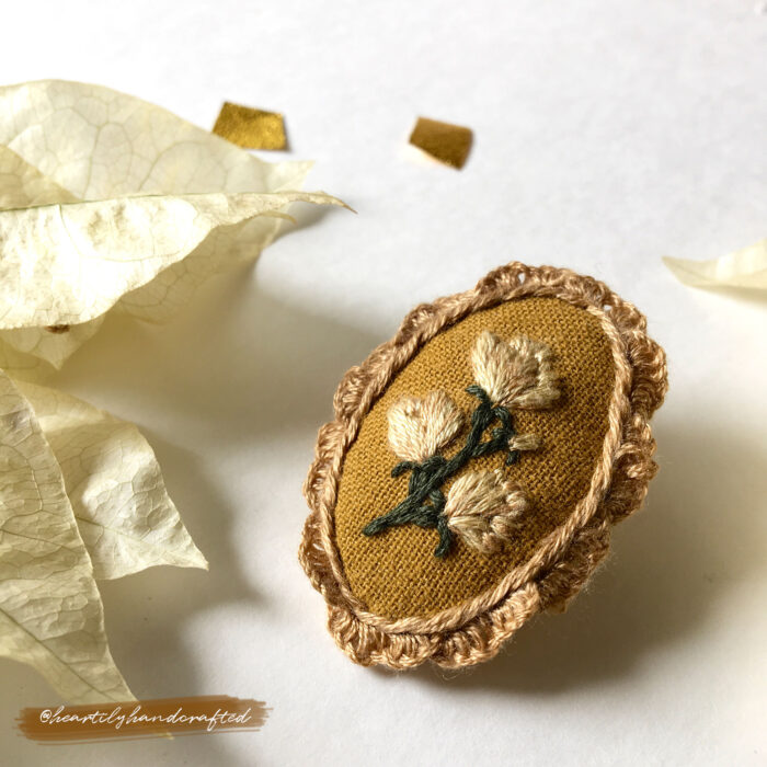 Handmade Embroidered Brooch - Heartily Handcrafted by Sarrah