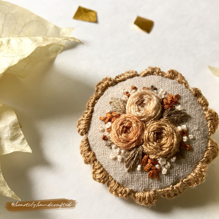Handmade Embroidered Brooch - Heartily Handcrafted by Sarrah