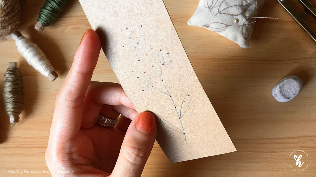 Hand Embroidered Kraft Paper Bookmark