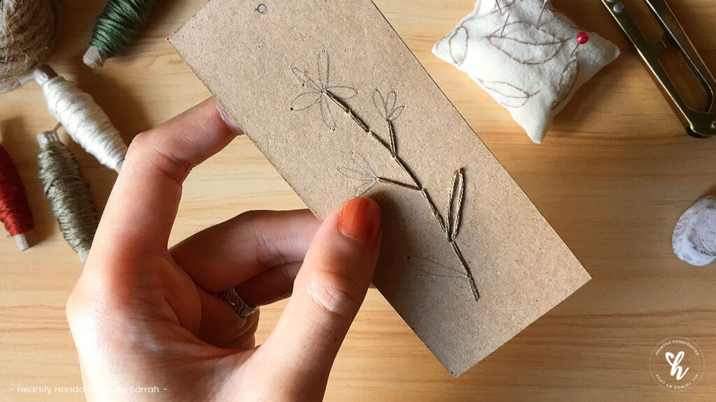 Hand Embroidered Kraft Paper Bookmark