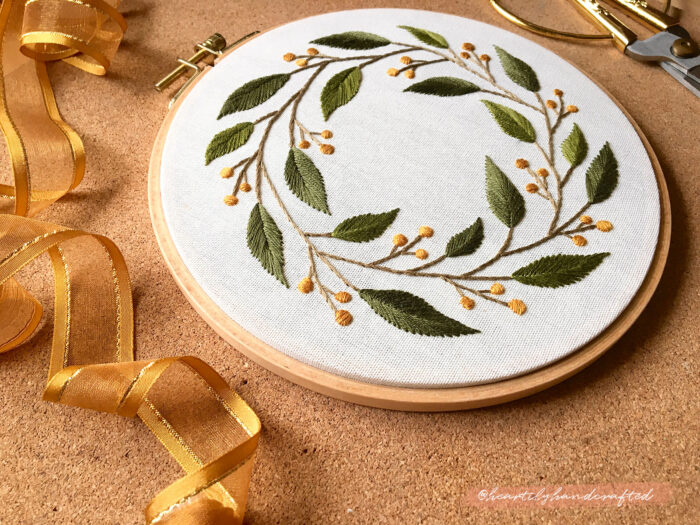Glow Seasons Floral Wreath Hand Embroidery PDF Pattern