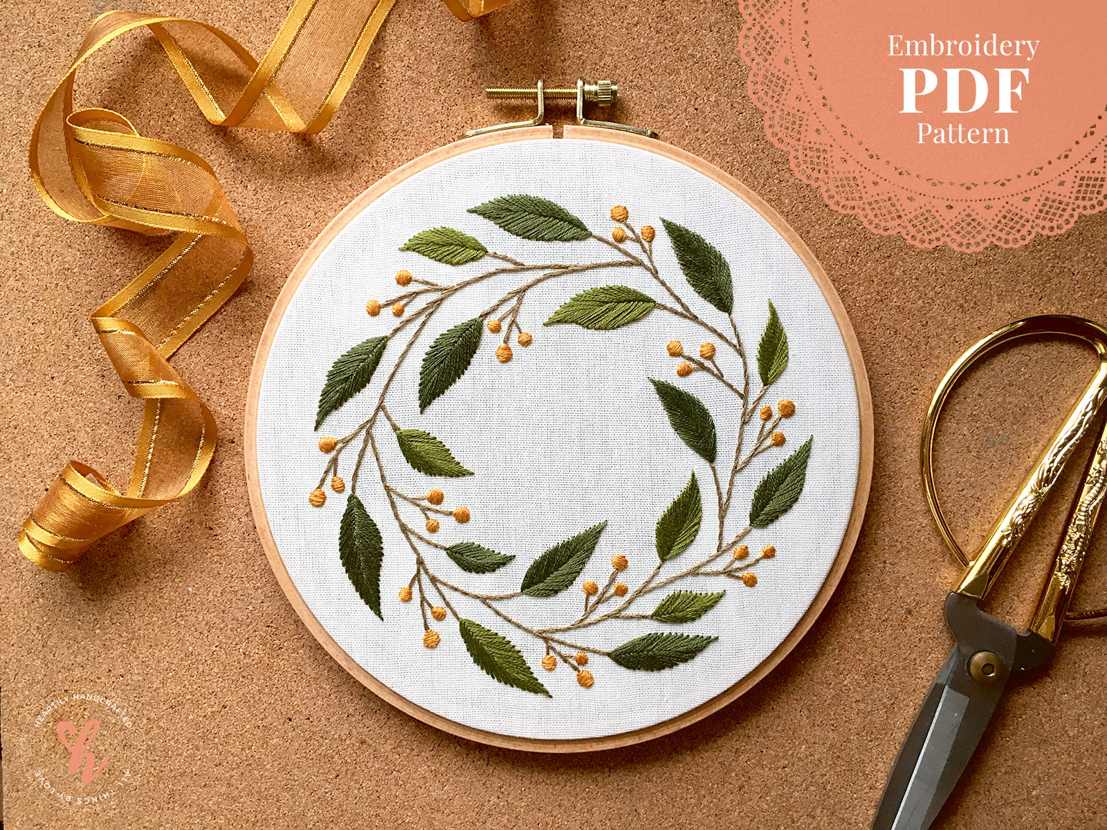 Flower wreath - embroidery pattern