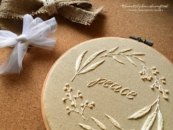 Peace Botanical Wreath Hand Embroidery PDF Pattern